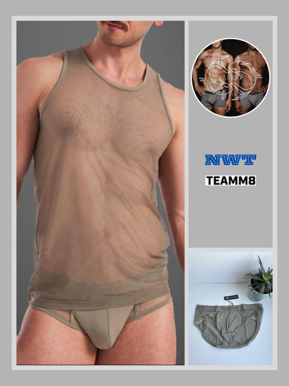 Teamm8 - Score Sheer Tank and Brief Set - Army Green (M) - PRICE FIRM